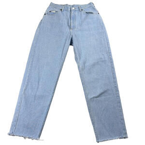 Lee Mom Jeans Womens 26 Light Wash High Rise Straight Leg Frayed Hem Vintage 90s
